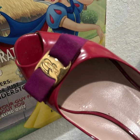 Salvatore Ferragamo hotPink and Purple Heels with Gold Detail - Picture 5 of 11